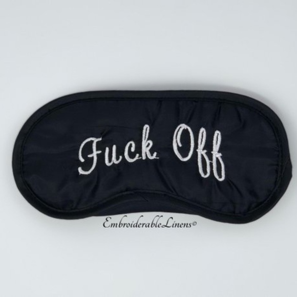 F Off Sleep Mask Set Embroidered by Poshweddings - Picture 2 of 2
